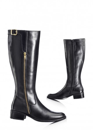 Cizme inalte de piele cu fermoar