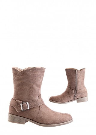 Cizme bej imitatie de piele intoarsa