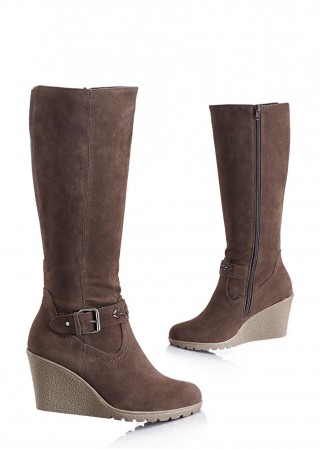 Cizme maro inalte cu platforma