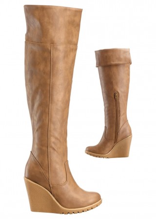 Cizme maro elegante cu platforma