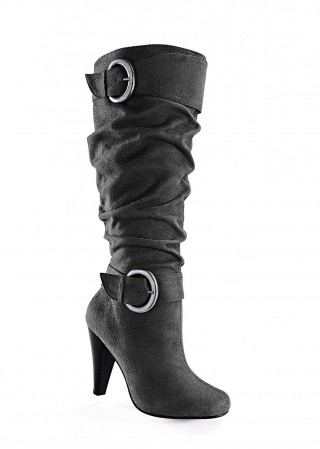 Cizme gri inchis cu toc