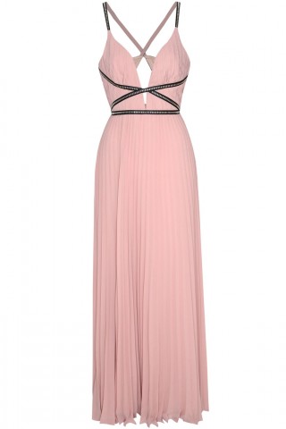 Rochie eleganta, de culoare roz, cu model plisat