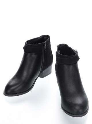 Botine negre cu toc mic Miss Selfridge