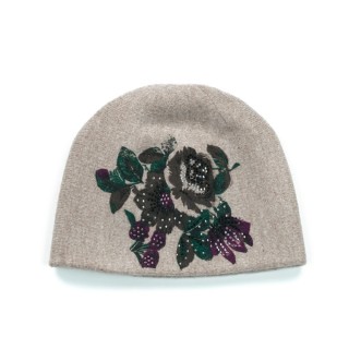 Caciula bej cu imprimeu floral