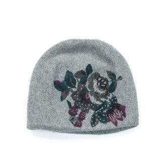 Caciula gri cu imprimeu floral