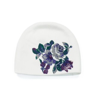 Caciula alba cu imprimeu floral