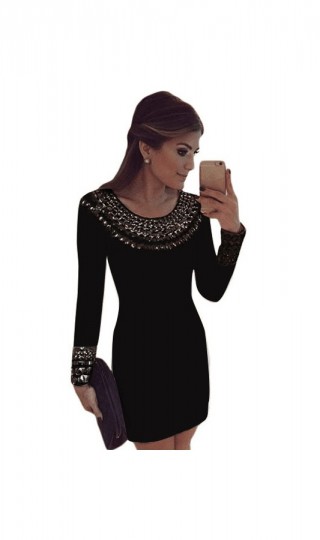 Rochie neagra cu aplicatii