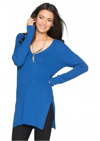 Pulover lung cu slituri