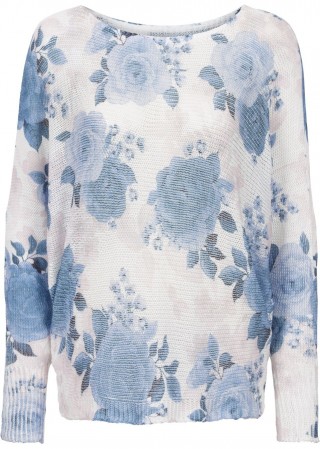 Pulover tricotat cu imprimeu floral