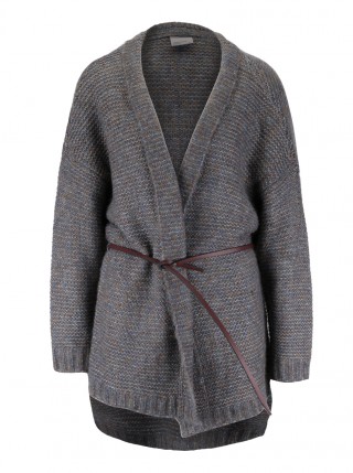 Cardigan gri Vero Moda cu curea in talie