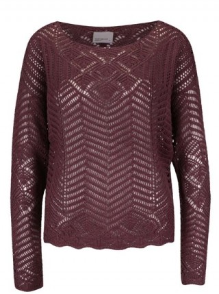 Pulover tricotat visiniu Vero Moda Penelope