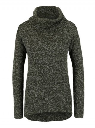 Pulover verde melanj Vero Moda Jive cu tiv asimetric