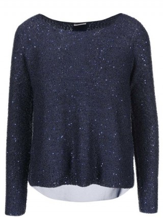 Pulover albastru cu paiete Vero Moda Cori