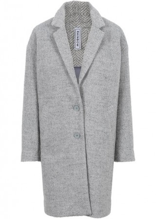 Palton tip Boyfriend alb/gri melanj