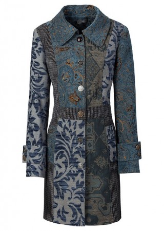 Mantou albastru multicolor