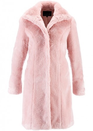 Mantou din imitatie de blana roz pal