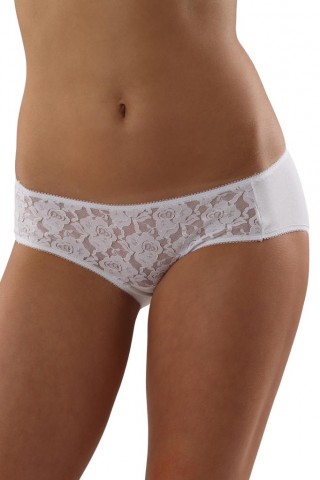 Chiloti din bumbac, albi, cu dantela transparenta