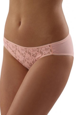 Chiloti din bumbac, de culoare apricot, cu dantela transparenta