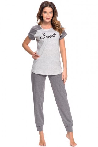 Pijama moderna, din bumbac, de culoare gri