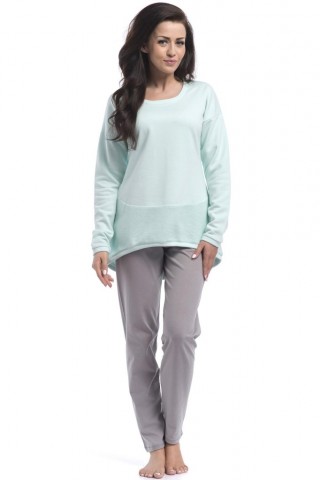 Pijama confortabila, bicolora, vernil cu gri