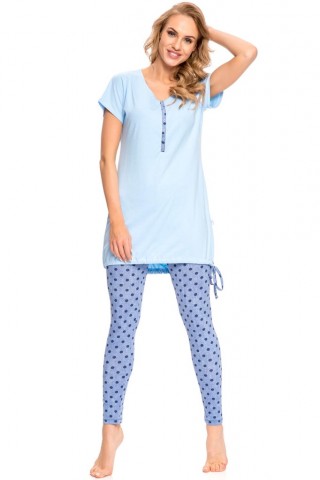Pijama trendy, din bumbac, cu bluza lunga si colanti