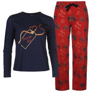 Pijama din bumbac, cu imprimeu rosu-bleumarin-Star