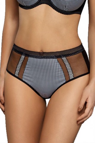 Chiloti alb-negru cu talie inalta