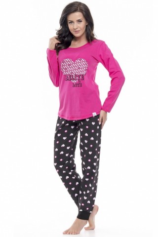 Pijamale lungi negru cu roz