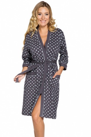 Halat de baie gri cu buline albe