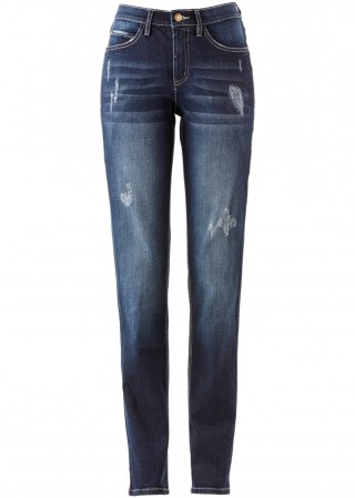 Blugi drepti cu aspect prespalat si uzat