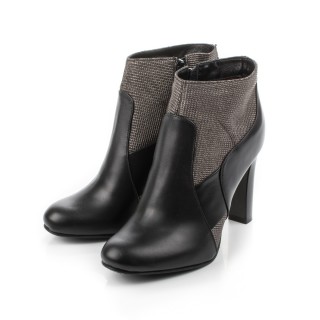 Botine negre, elegante, cu toc inalt