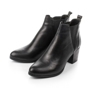 Botine scurte din piele cu toc gros