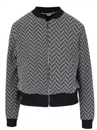 Jacheta bomber Miss Selfridge cu model alb cu negru
