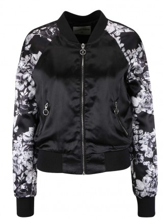 Jacheta bomber neagra TALLY WEiJL cu imprimeu floral