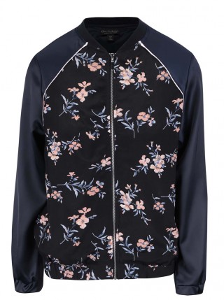 Jacheta bomber albastra & neagra Miss Selfridge cu motive florale