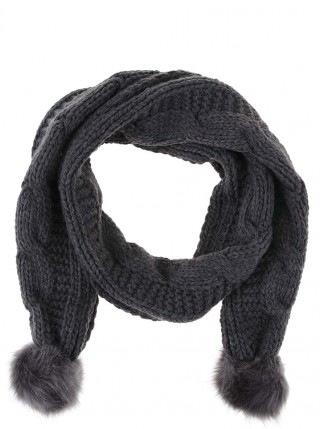 Fular gri Vero Moda Hege cu ciucuri