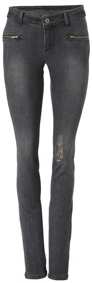 Blugi skinny cu fermoare decorative