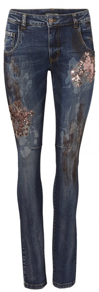 Blugi skinny cu imprimeu floral