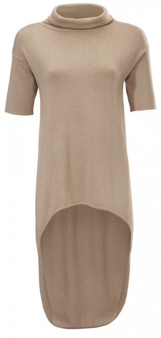 Pulover lunga cu maneci scurte si guler