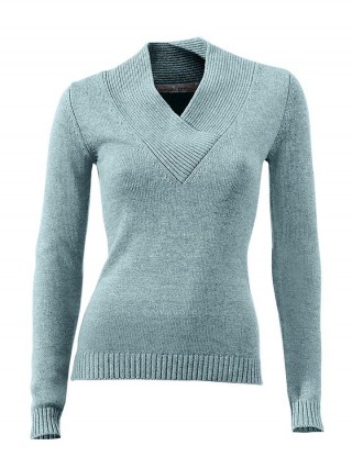 Pulover albastru cu decolteu in V