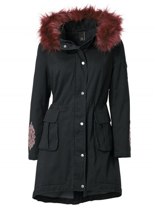 Geaca parka lunga cu gluga pufoasa