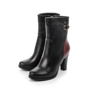 Botine dama Craster negre cu visiniu