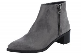 Botine gri fara toc din piele intoarsa de capra