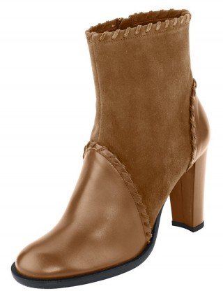 Botine inalte din piele intoarsa si piele nappa de capra