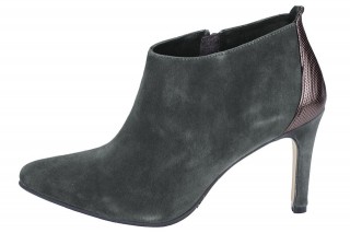 Botine scurte cu toc subtire din piele intoarsa naturala gri