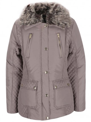 Geaca roz Brave Soul Bordeux cu blana ecologica