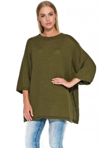 Pulover oversized cu crapaturi laterale