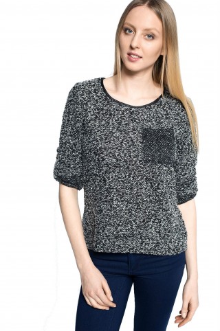 Pulover cu maneci scurte din material de melanj