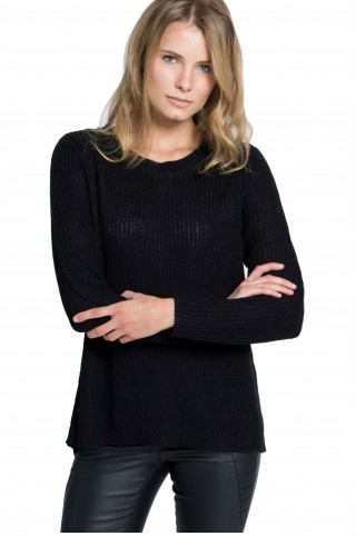 Pulover negru din tricot neted