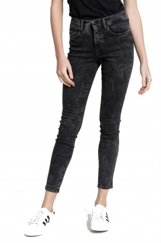 Blugi skinny cu talia inalta din denim spalacit